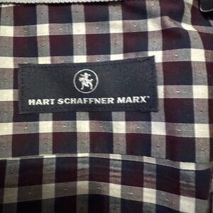 Hart Schaffner Marx Navy and White Checkered Shirt